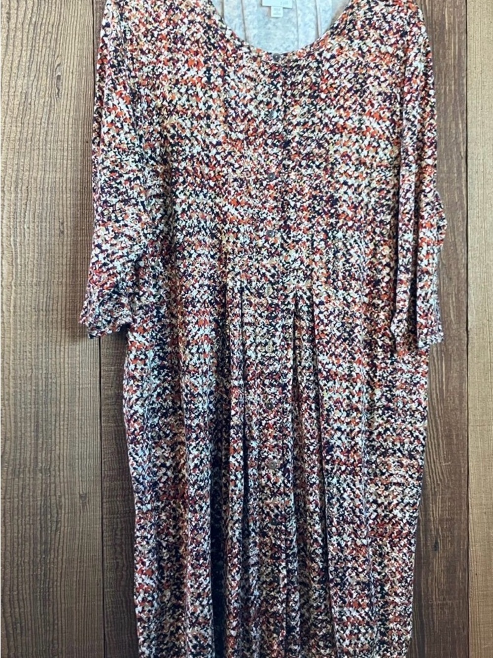J. Jill Multi-Color Tweed-Look Maxi Dress in Rust, Cream & Black